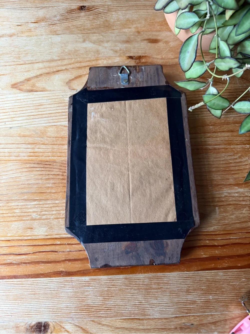 Vintage Wooden Oval Mirror Wall Plaque
